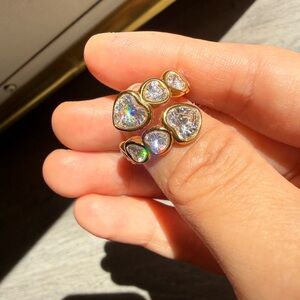 Gold Heart-Shaped Crystal Ring